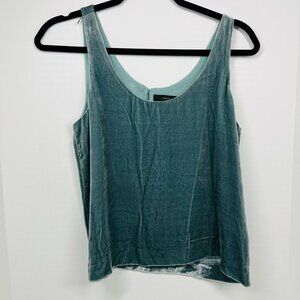 J. Crew Light Blue Velvet Silk Blend Scoop Neck Tank Top, Size Petite Small
